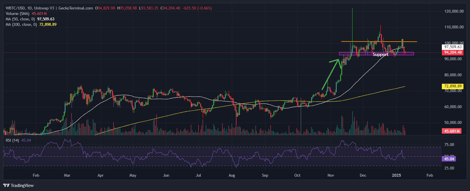 Bitcoin Price Chart Analysis Source: GeckoTerminal