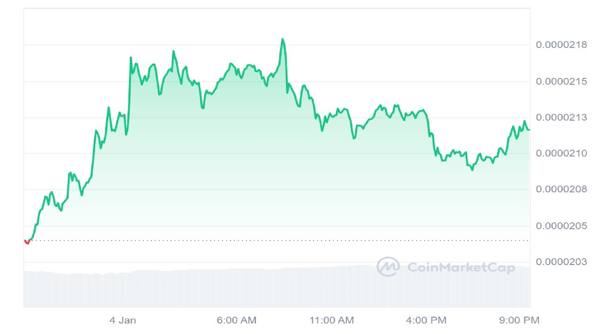 Pepe Coin 1 Day Price Graph