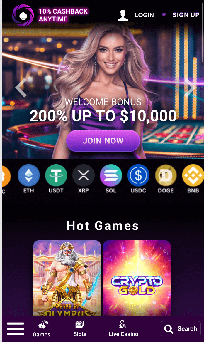 Casinobit home screen