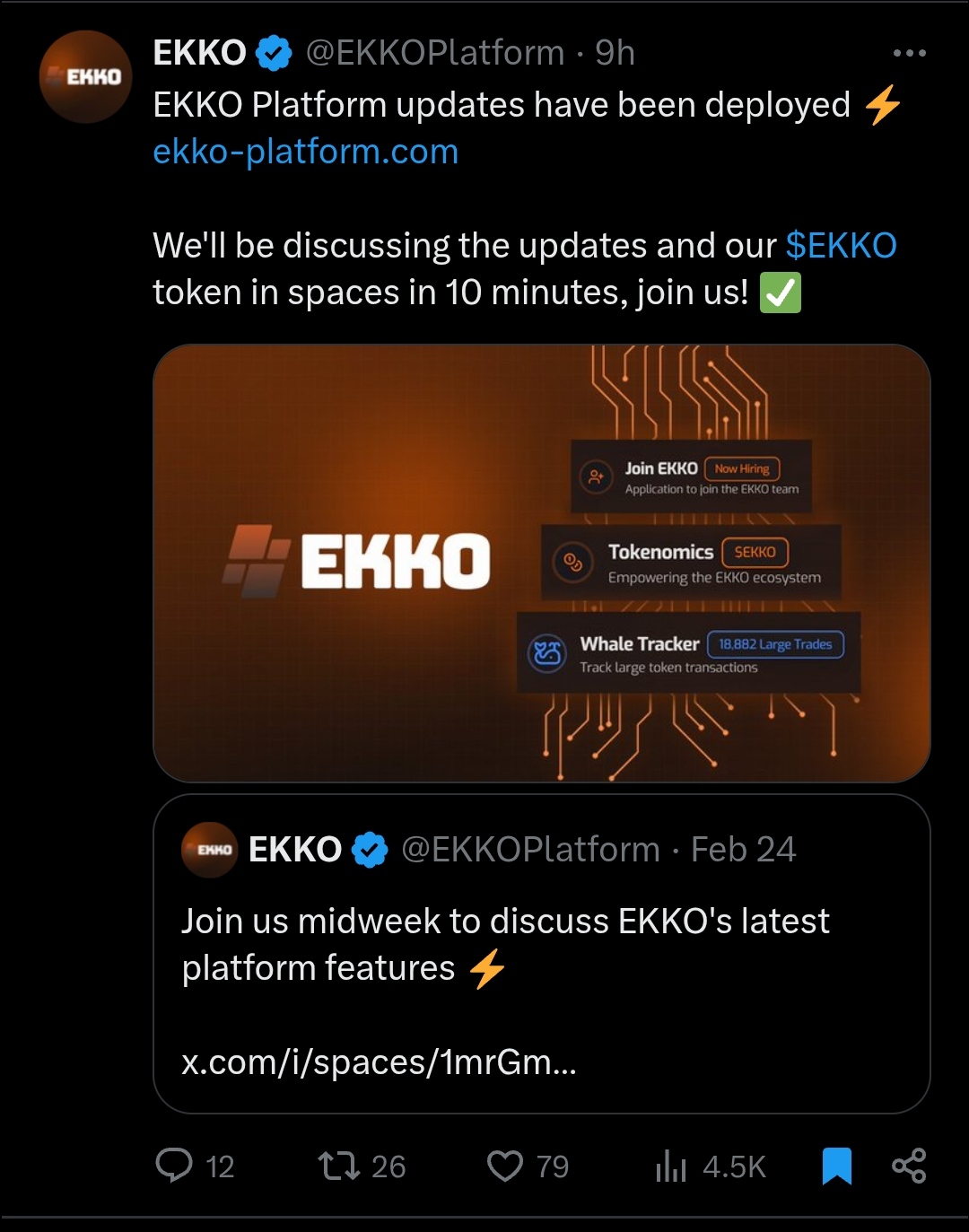 Ekko-platform tweet