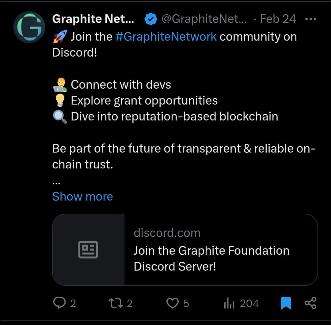 Graphite network tweet