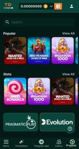 TG Casino Home Page