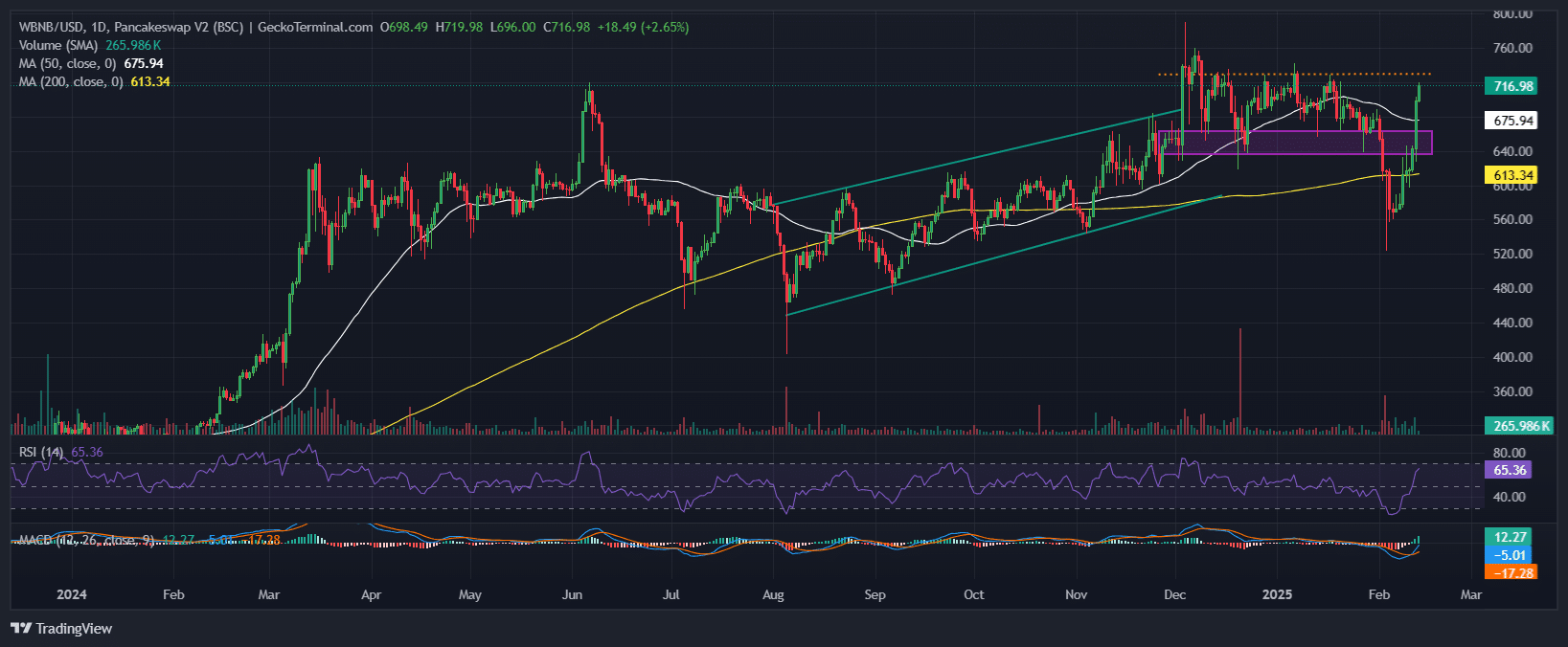 BNB Price Chart Analysis. Source: GeckoTerminal