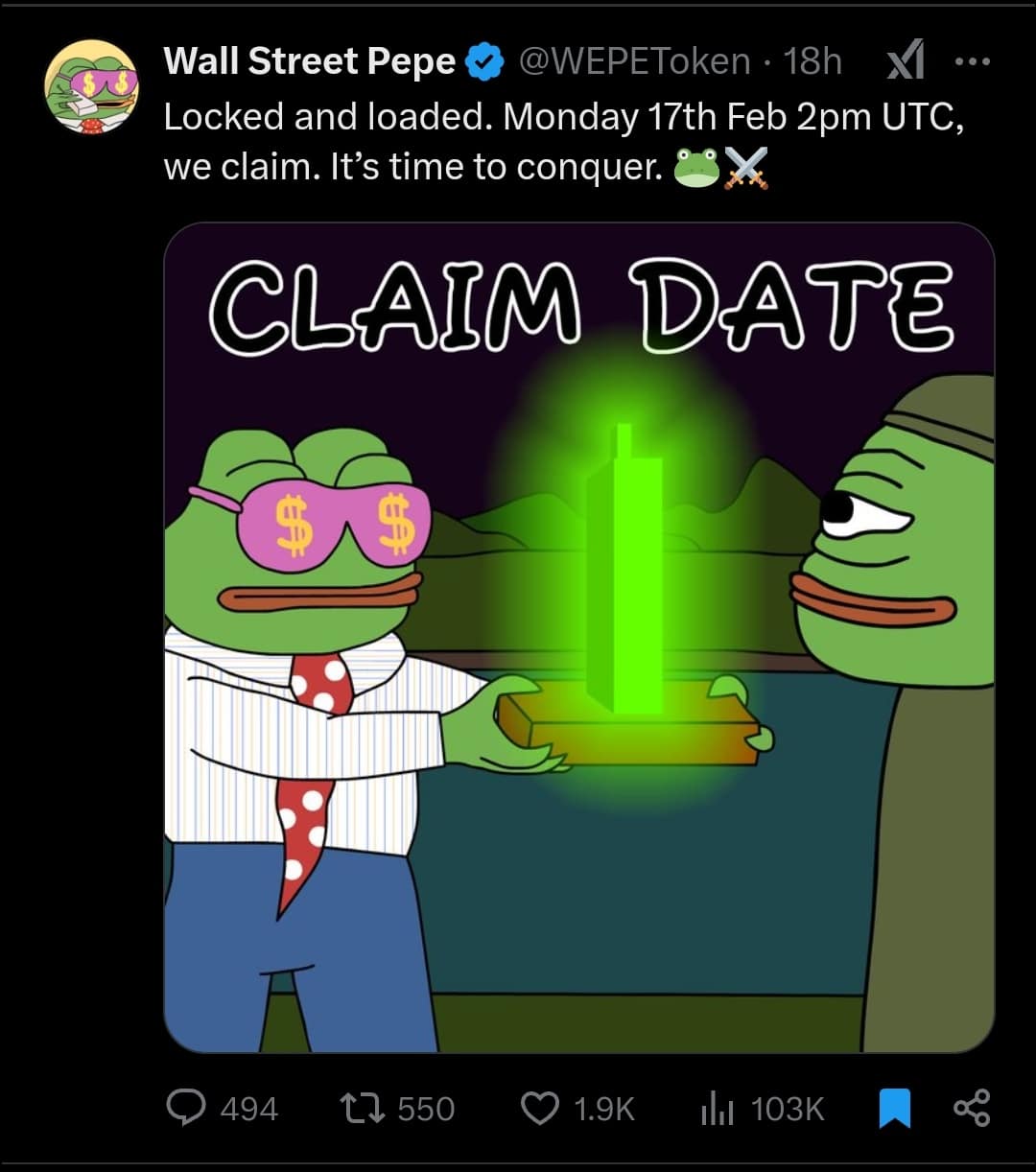 Wall Street Pepe tweet