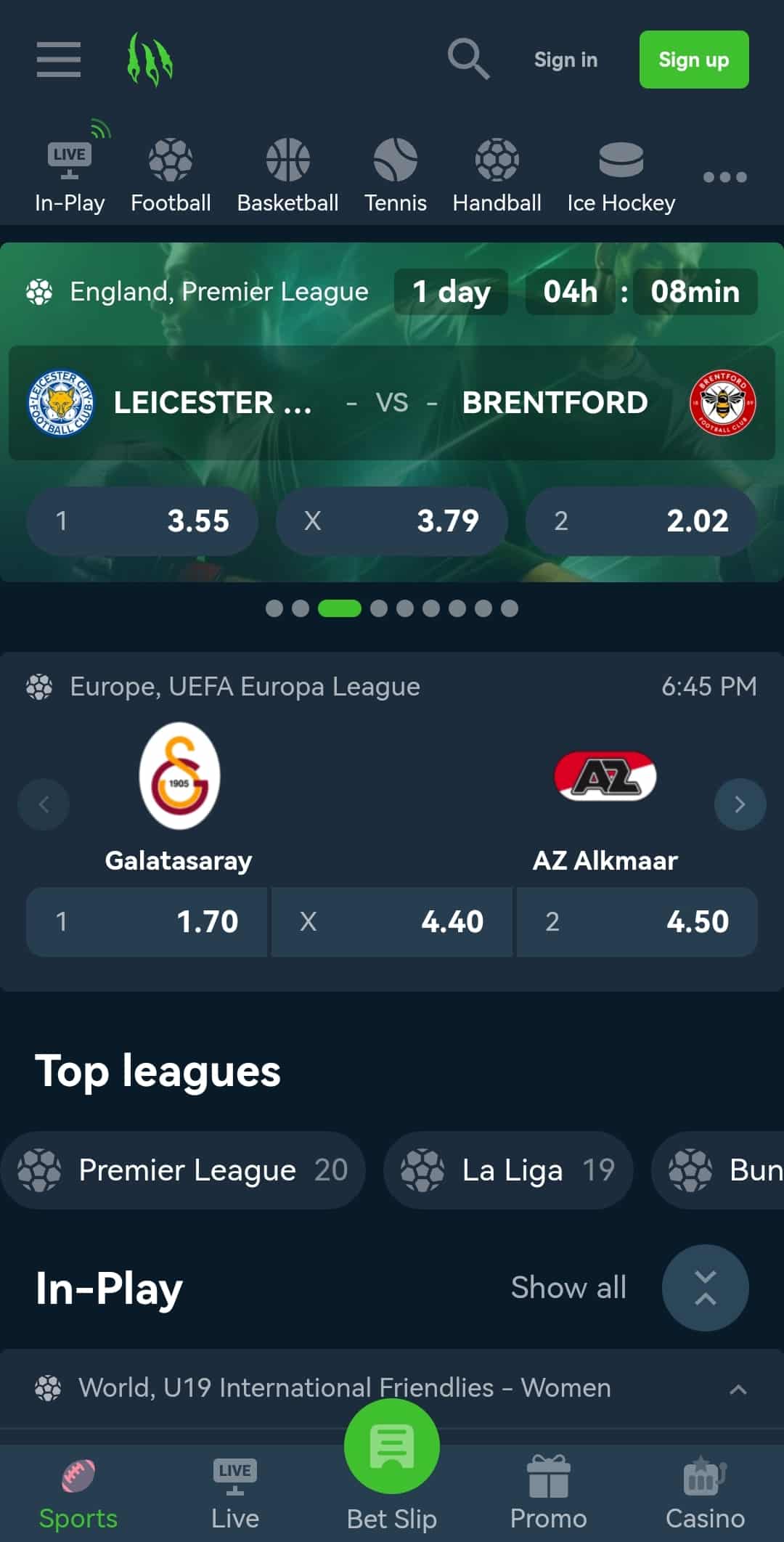 Screenshot of the Wild.io sportsbook