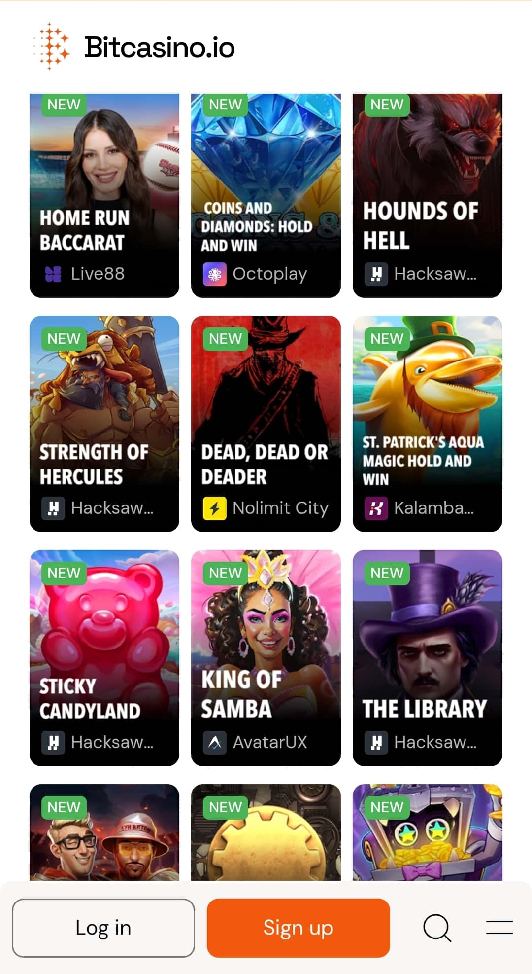 Screenshot of Bitcasino.io new games