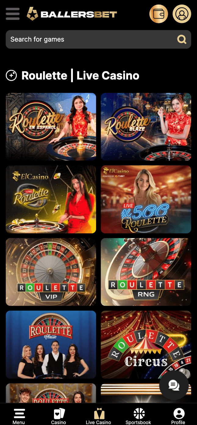 ballers bet casino live dealer