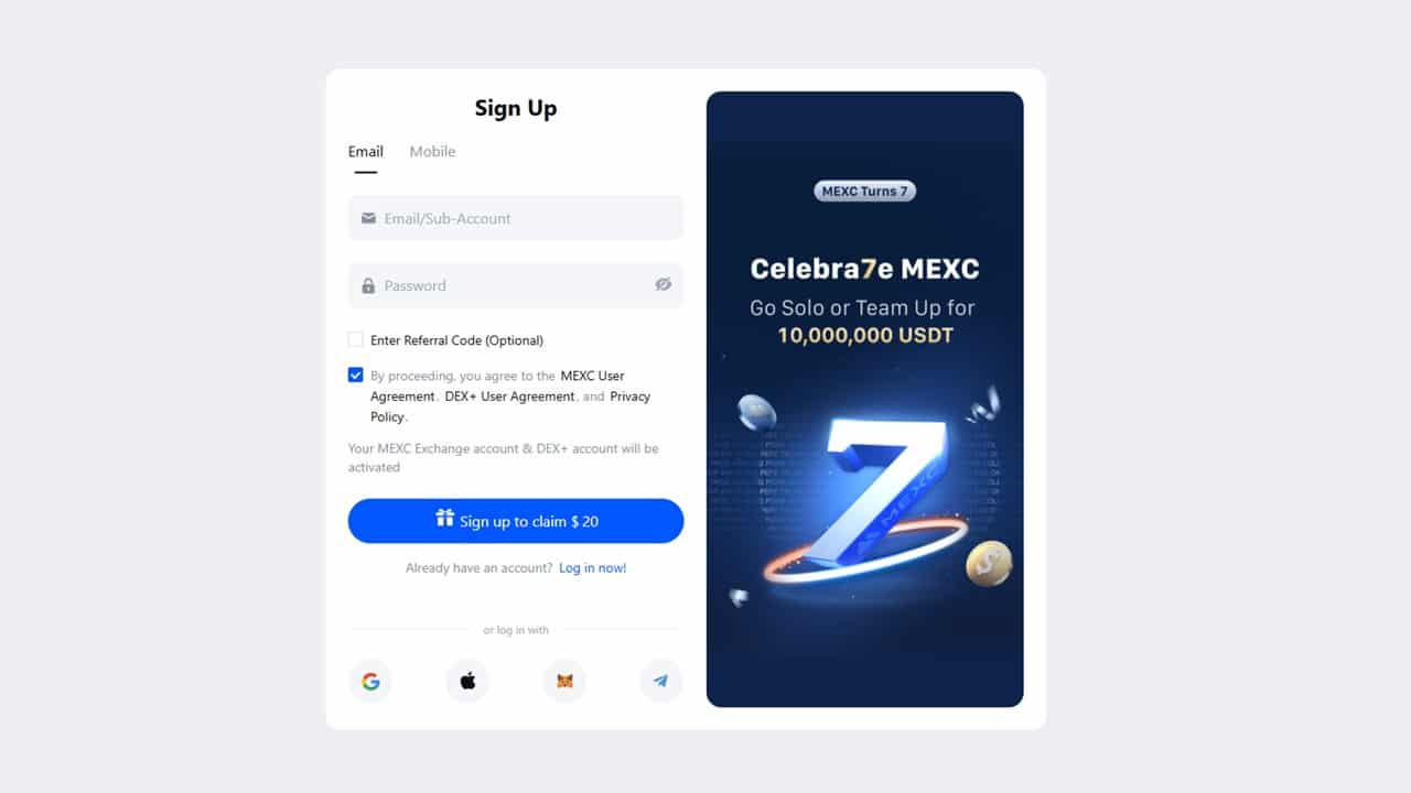 MEXC registration