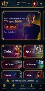 vip casino io interface