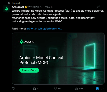 Arbion AI tweet