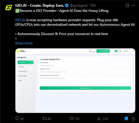 Gx3.ai tweet