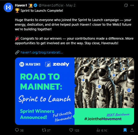 Haven1 tweet