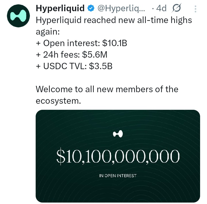 Hyperliquid tweet
