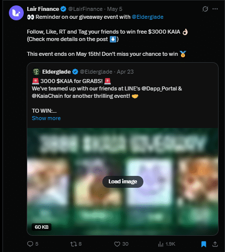 Lair finance tweet