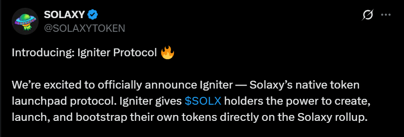 SOLX Tweet