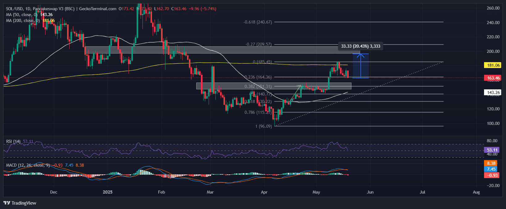 Solana Price Chart Analysis Source: GeckoTerminal