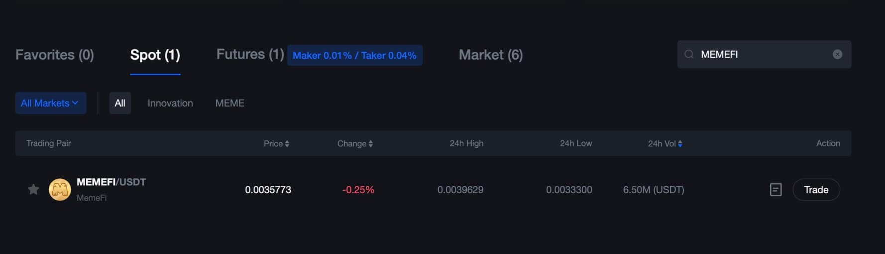Buy MEMEFI on MEXC
