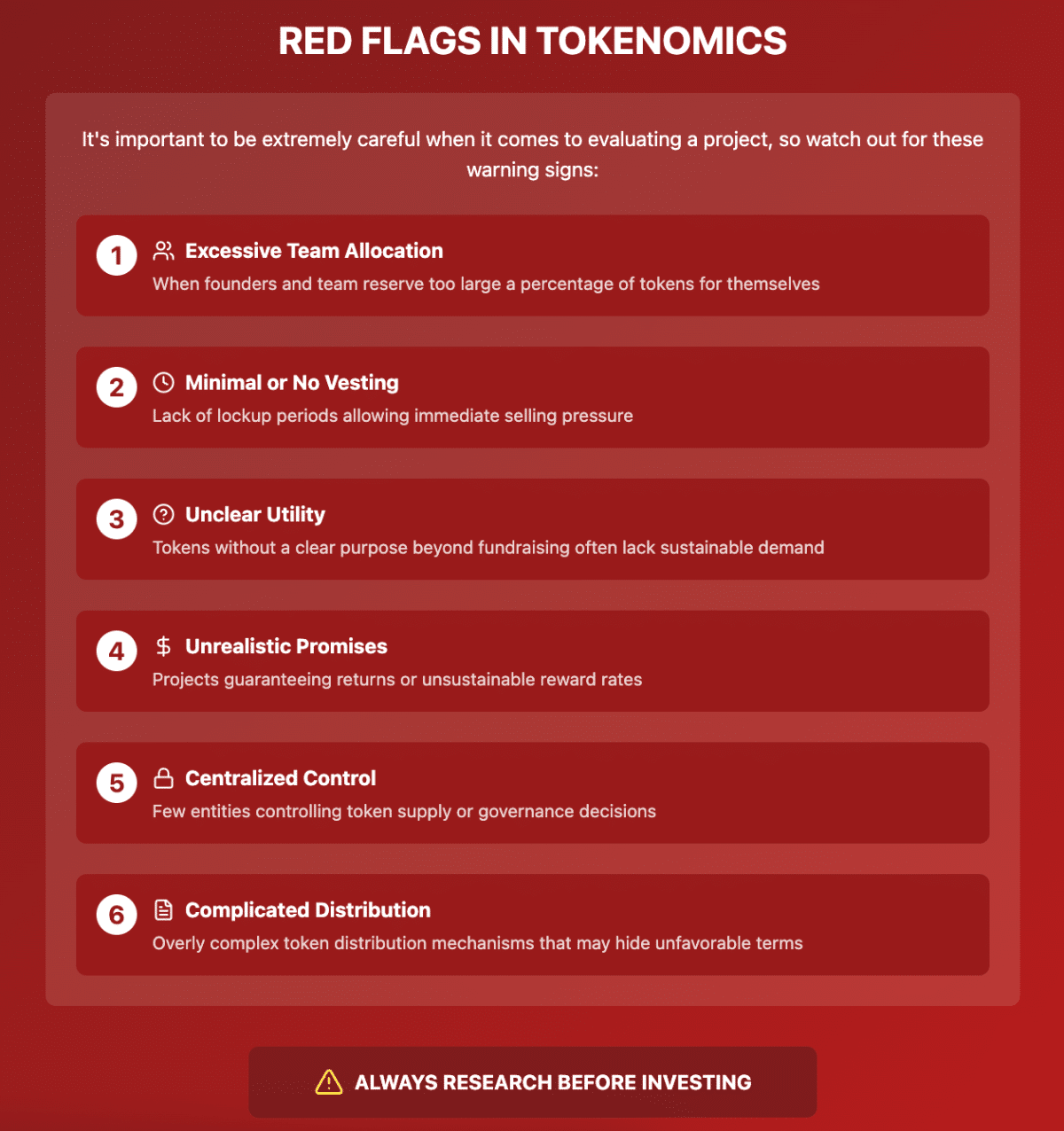 Red flags in tokenomics