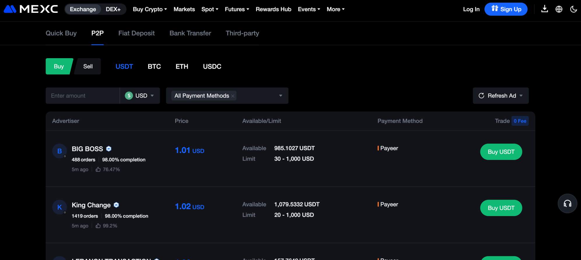 MEXC P2P review