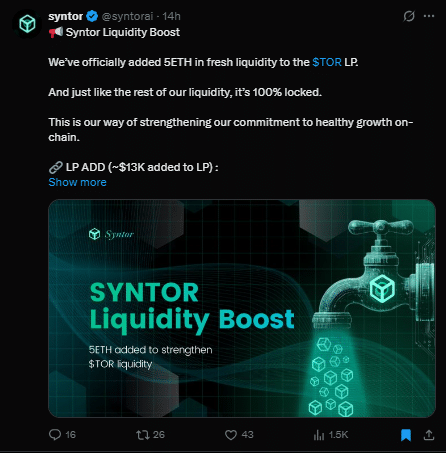Syntor AI tweet