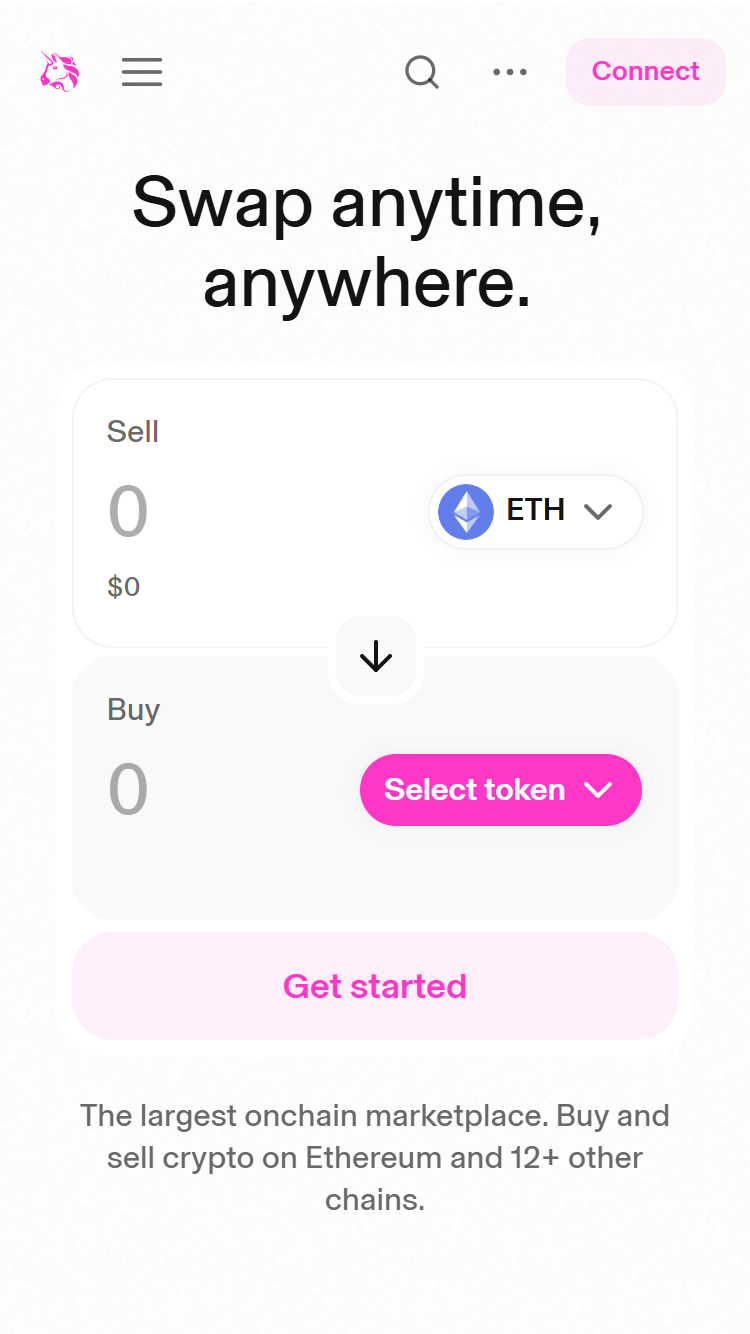 Uniswap swap screenshot
