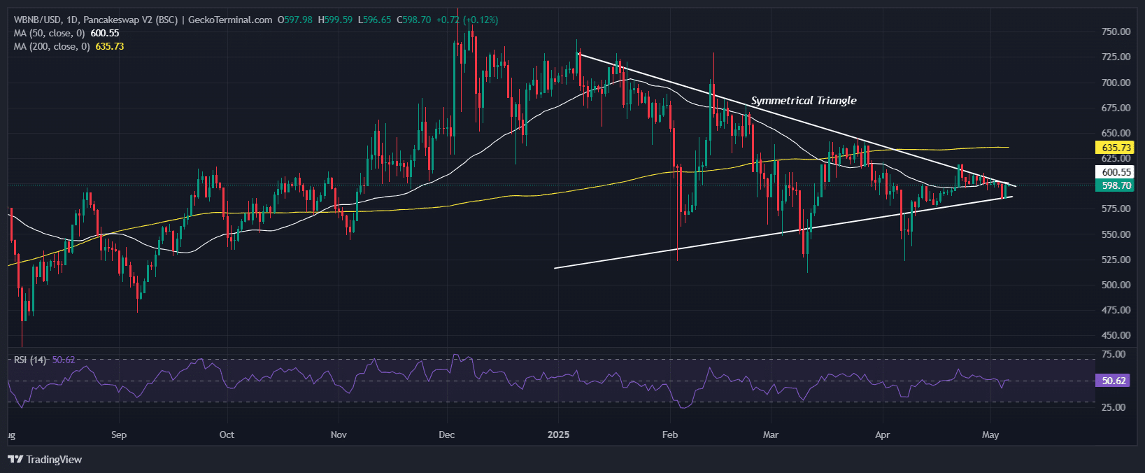 BNB Price Chart Analysis Source: GeckoTerminal