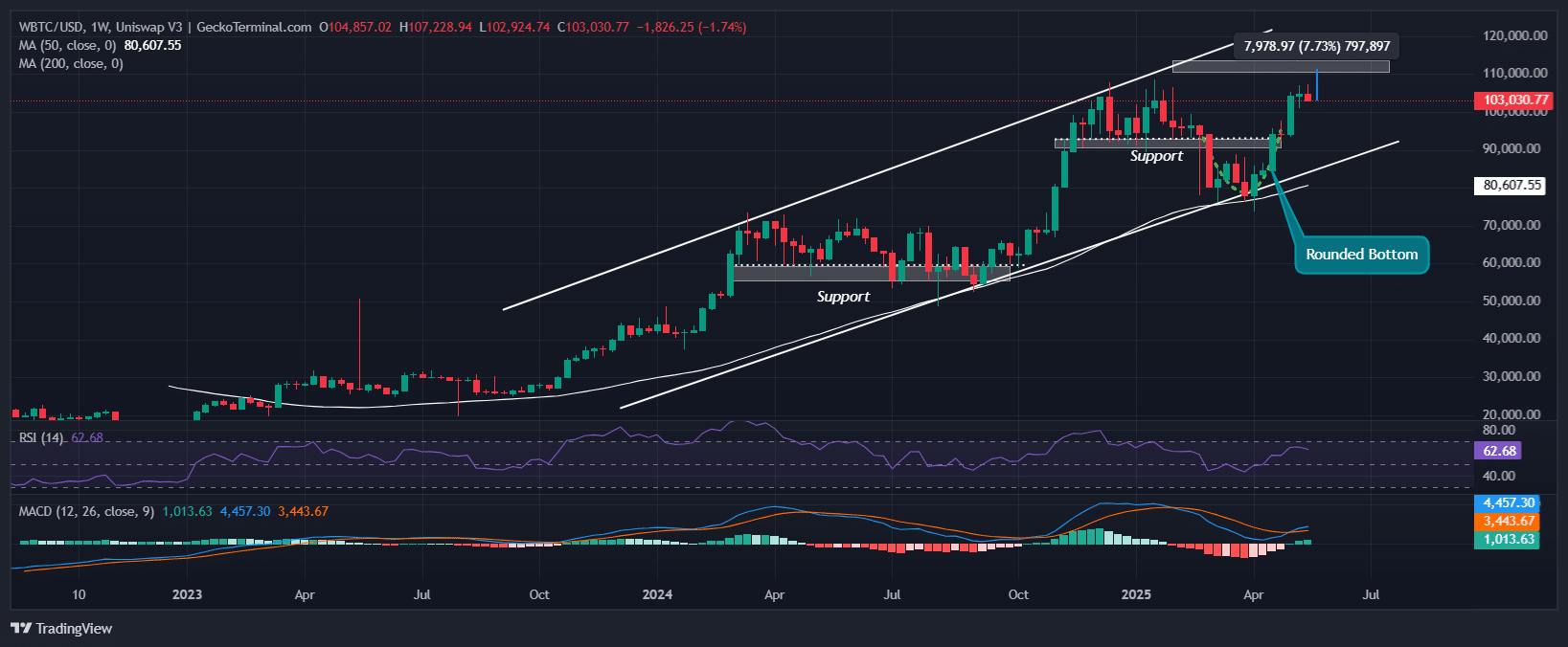 Bitcoin price Chart Analysis Source: GeckoTerminal