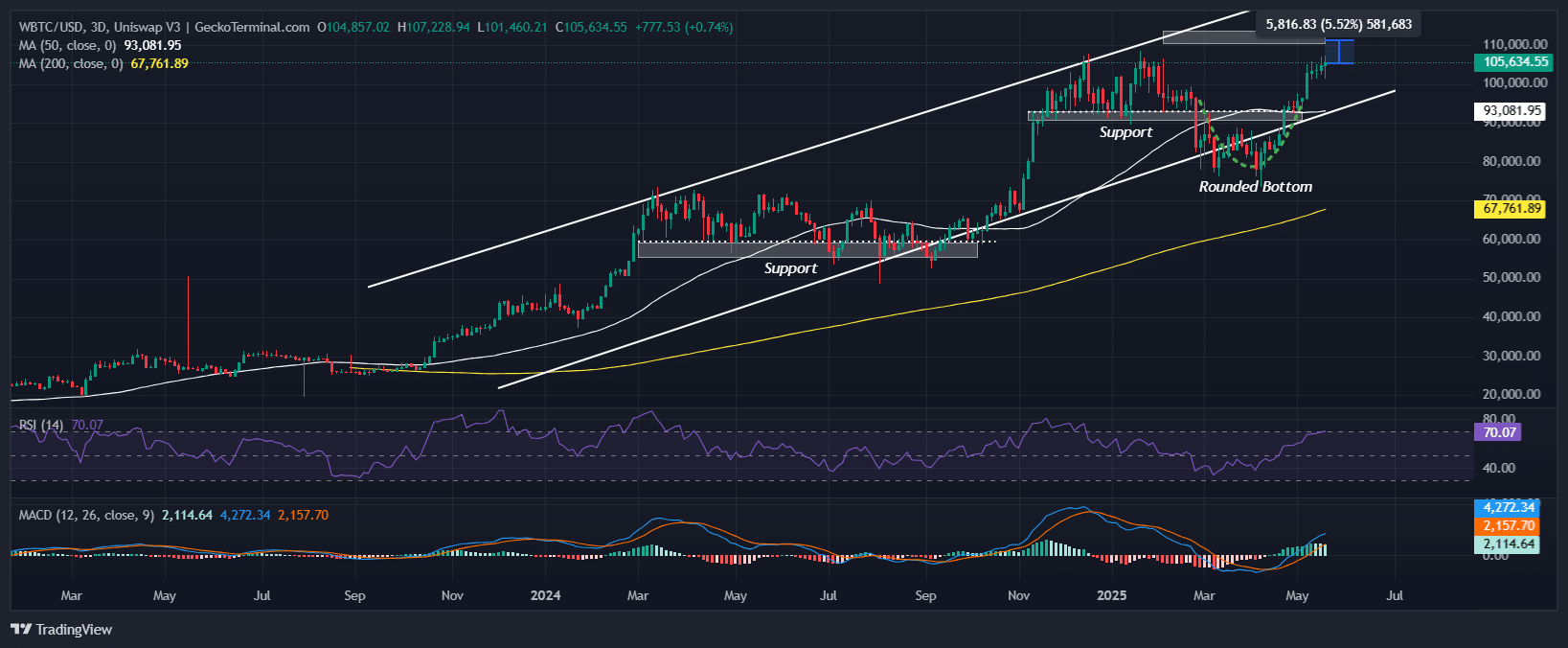 Bitcoin Price Chart Analysis Source: GeckoTerminal