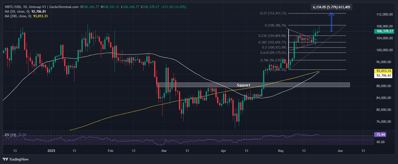 Bitcoin Price Chart Analysis Source: GeckoTerminal