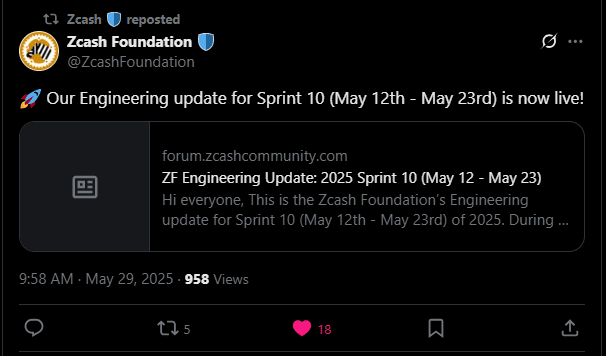 ZEC Tweet
