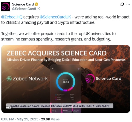 Zebec Tweet