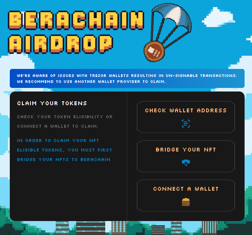 Berachain airdrop claim page
