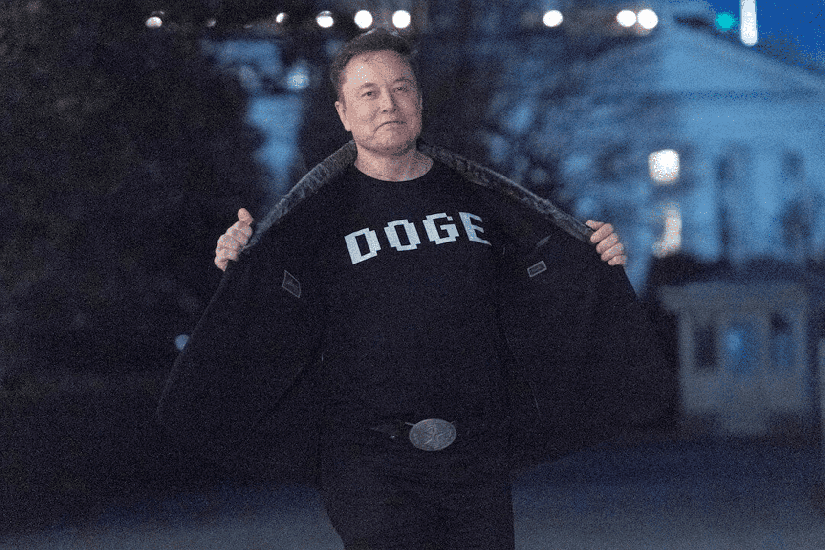Elon Musk in DOGE shirt