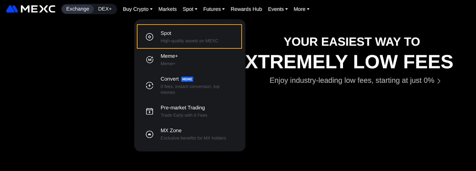 mexc select spot market