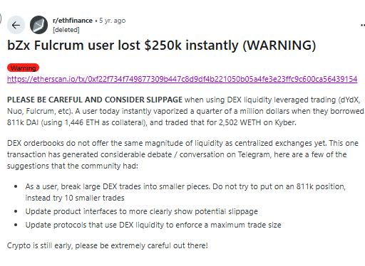 Reddit Kyber slippage example