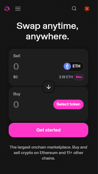 UniSwap swap page