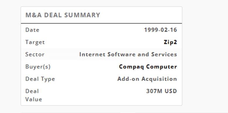 Zip 2 acquisition summary
