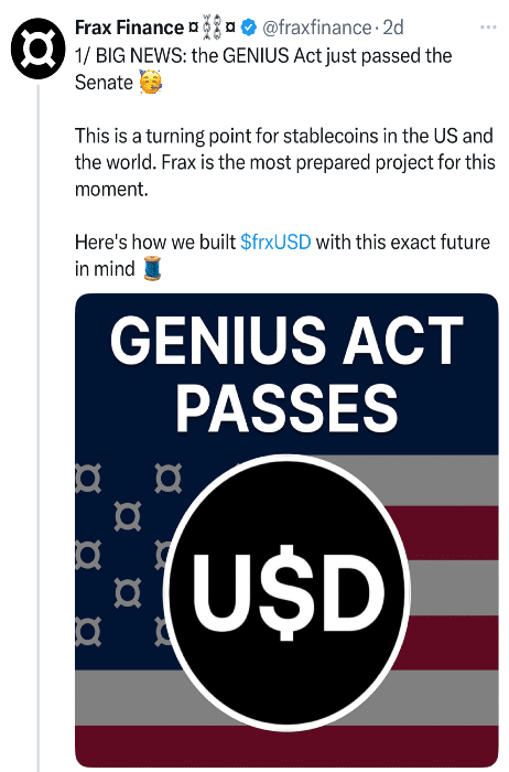 FRAX Tweet
