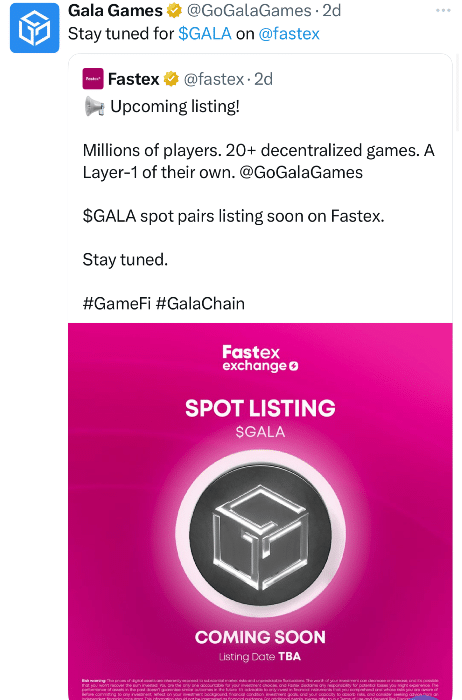 GALA Tweet
