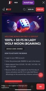 1Red casino promotions