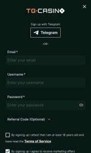 tg casino signup