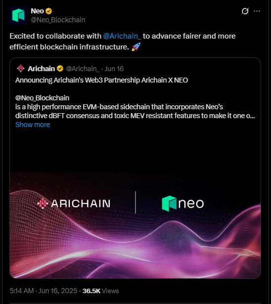 NEO Tweet