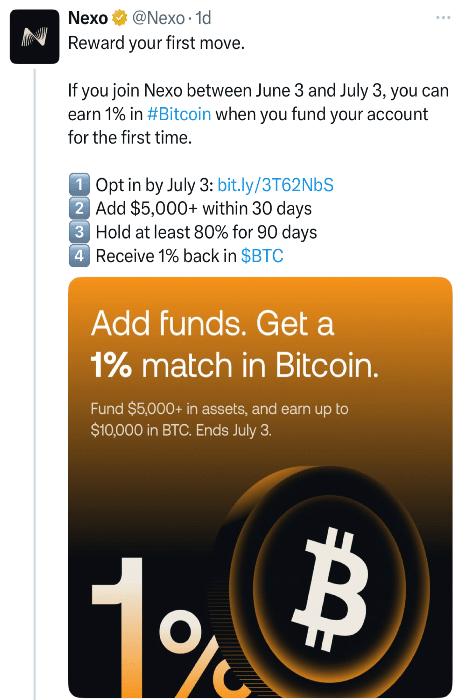 NEXO Tweet