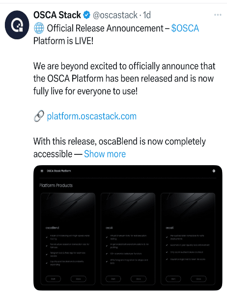 OSCA Tweet