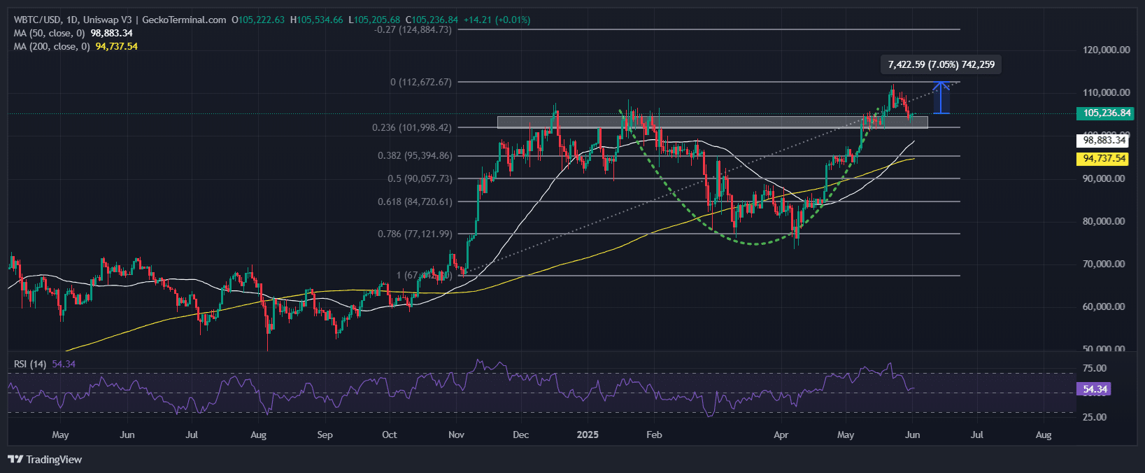 Bitcoin Price Chart Analysis Source: GeckoTerminal
