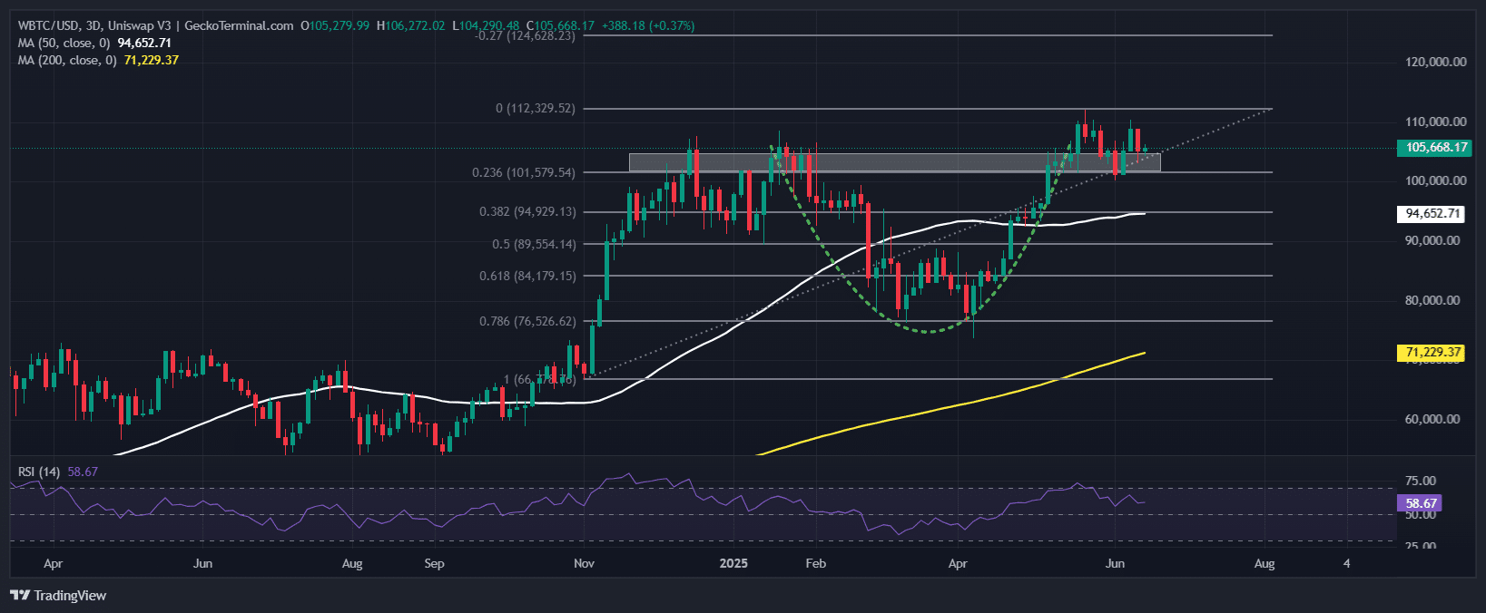 Bitcoin Price Chart Analysis Source: GeckoTerminal