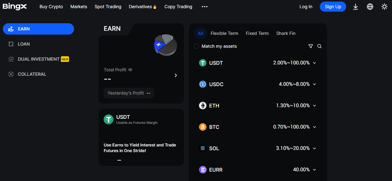 BingX staking page