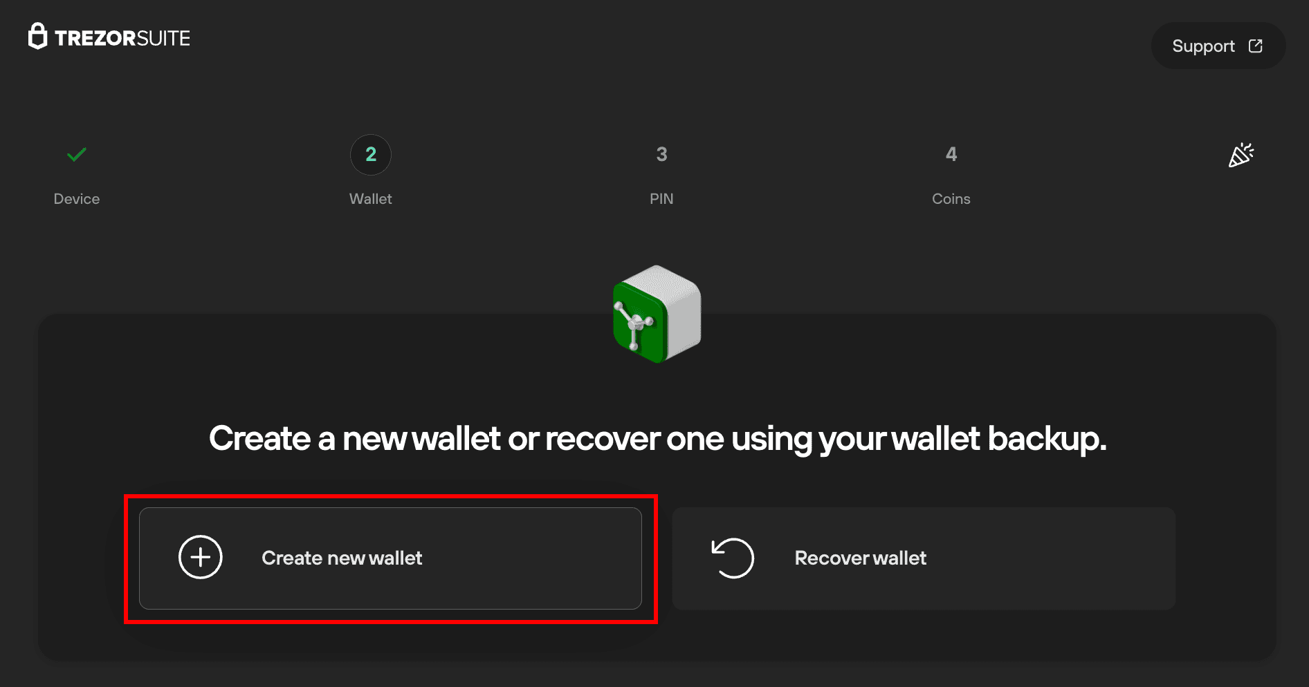 Create wallet Trezor