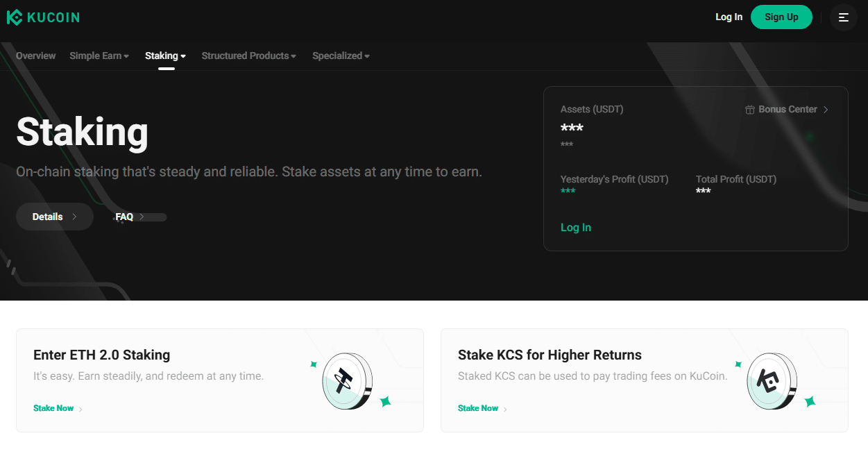 KuCoin staking page