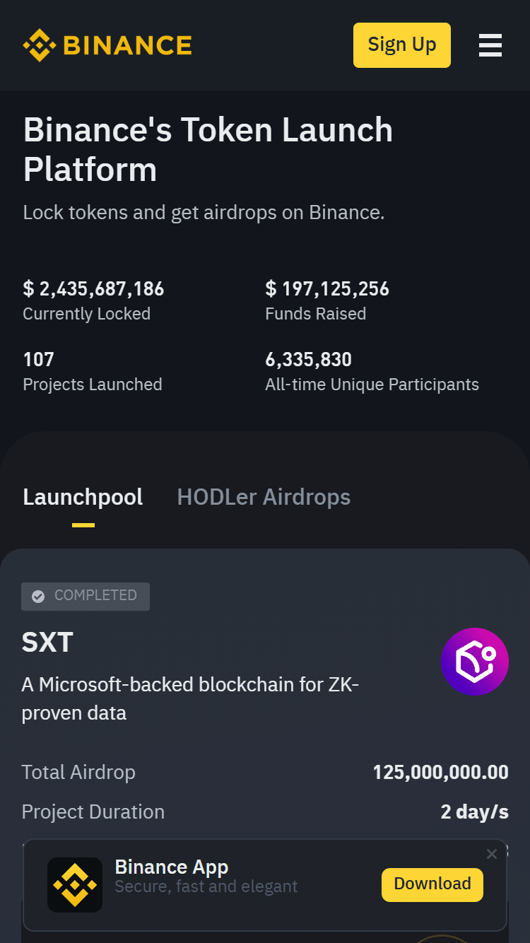 Binance launchpad